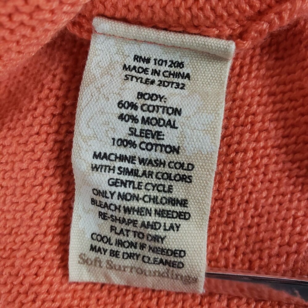 Soft Surroundings SIZE M Desiree Floral Eyelet Crochet Lace Orange Sweater Top - Picture 9 of 13